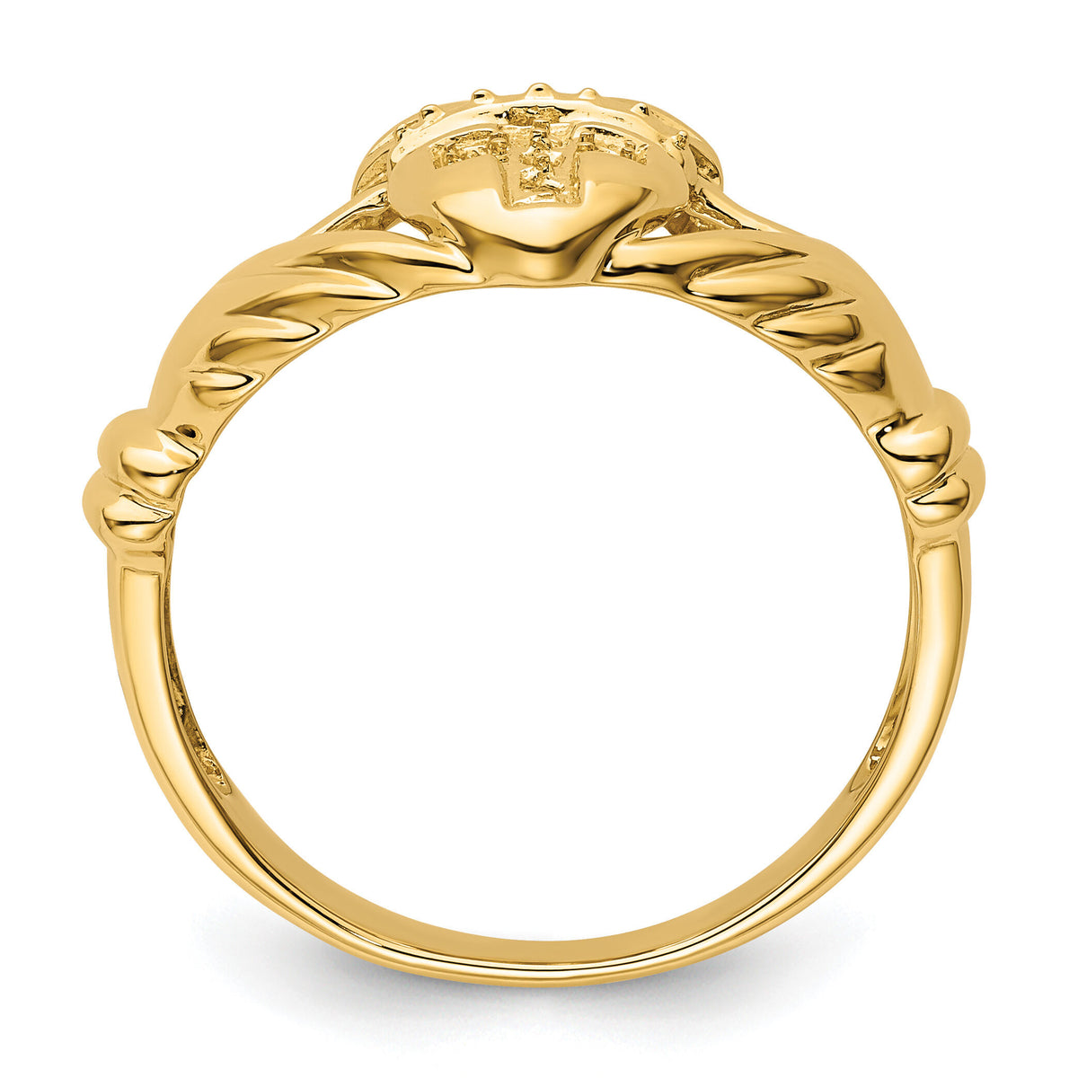14k Polished .06ct. Diamond Mens Claddagh Ring Mounting-RM5844
