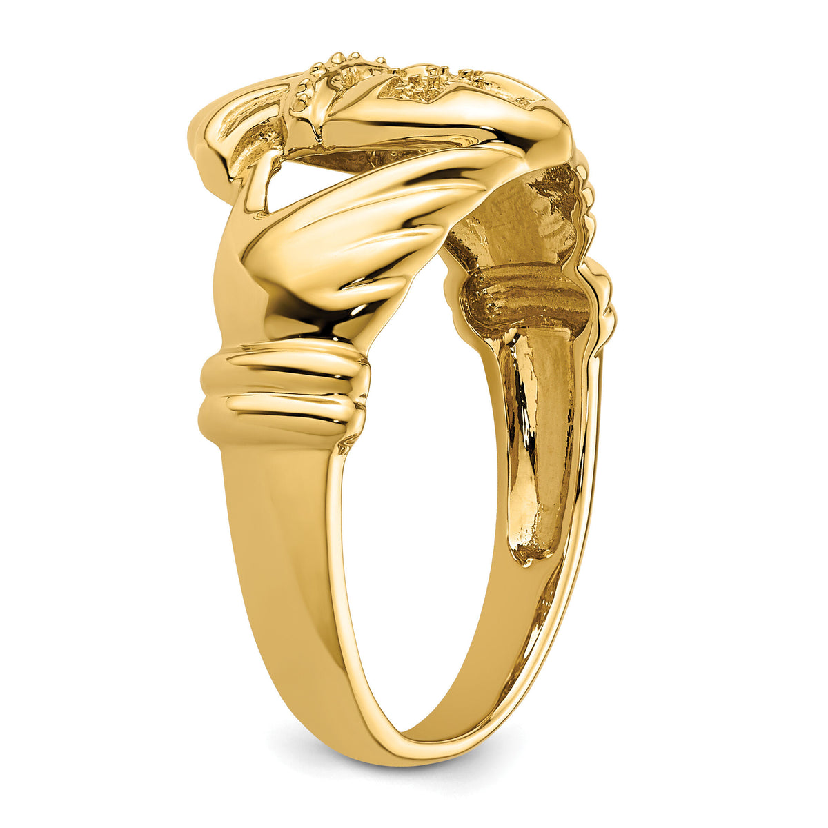 14k Polished .06ct. Diamond Mens Claddagh Ring Mounting-RM5844