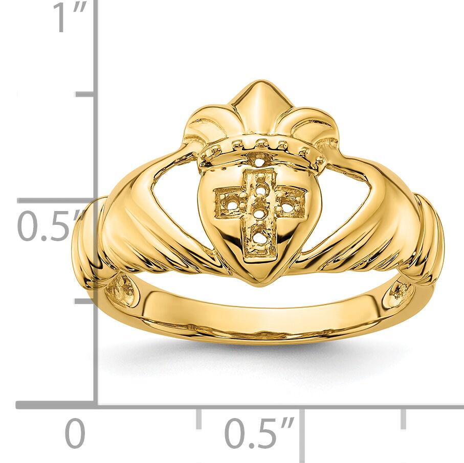 14k Polished .06ct. Diamond Mens Claddagh Ring Mounting-RM5844