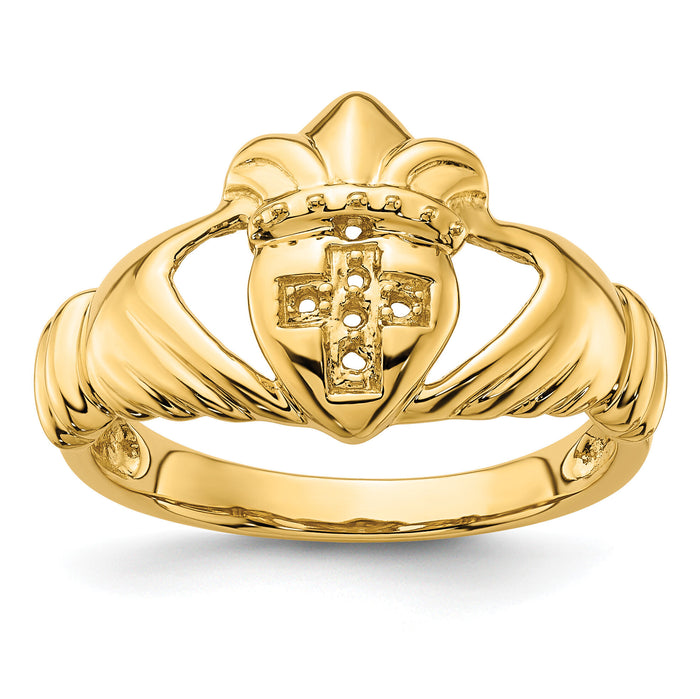 14k Polished .06ct. Diamond Mens Claddagh Ring Mounting-RM5844