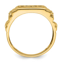 14k Etched Band Polished Mens DAD Ring Mounting-RM5845