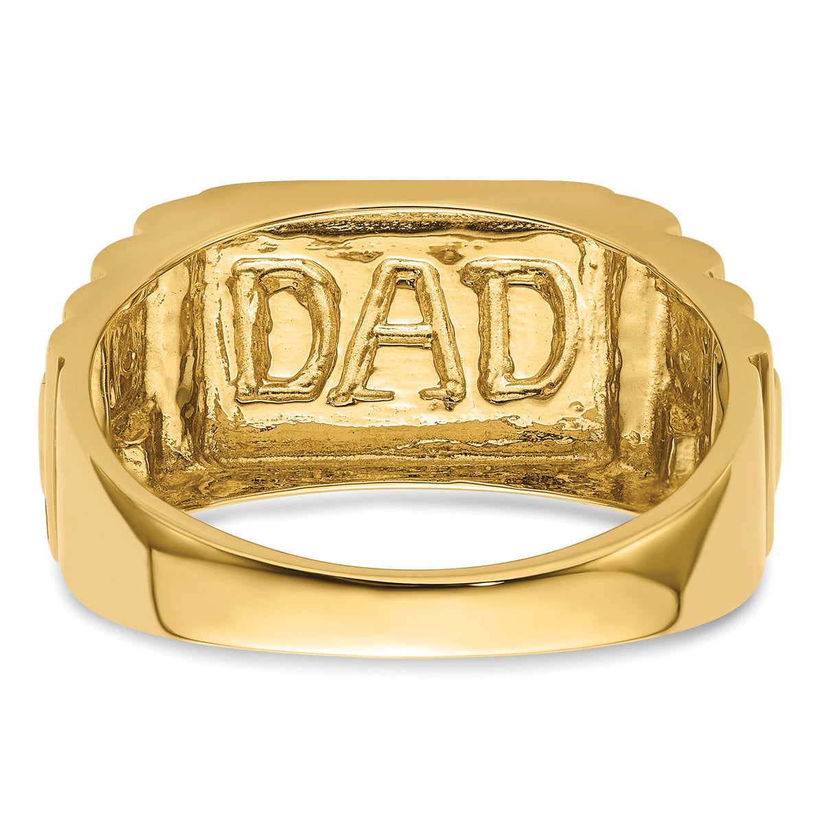 14k Etched Band Polished Mens DAD Ring Mounting-RM5845