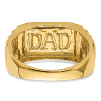 14k Etched Band Polished Mens DAD Ring Mounting-RM5845