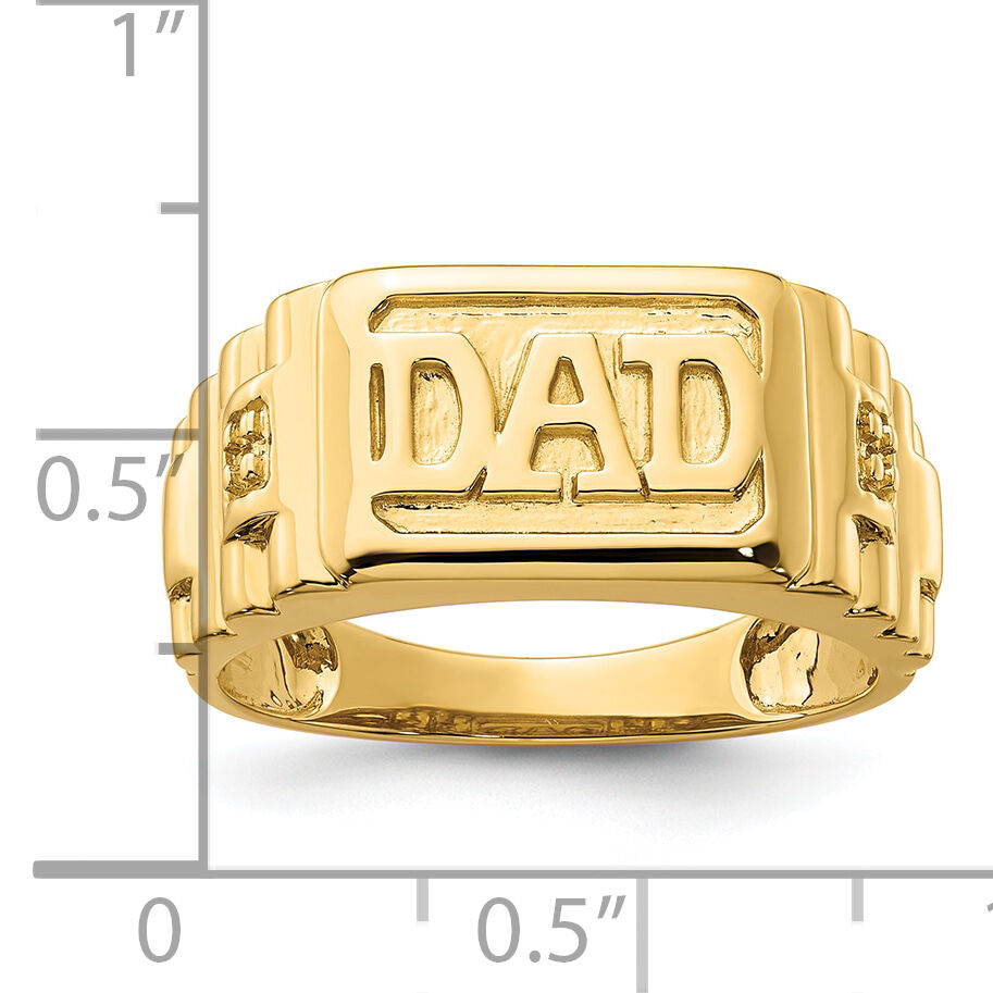14k Etched Band Polished Mens DAD Ring Mounting-RM5845
