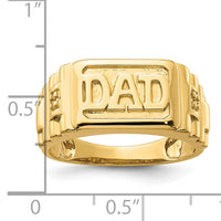 14k Etched Band Polished Mens DAD Ring Mounting-RM5845