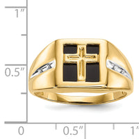 14k Onyx and Diamond Cross Mens Ring-RM5848