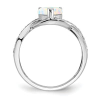 14k White Gold Created Opal and Diamond Heart Ring-RM5889