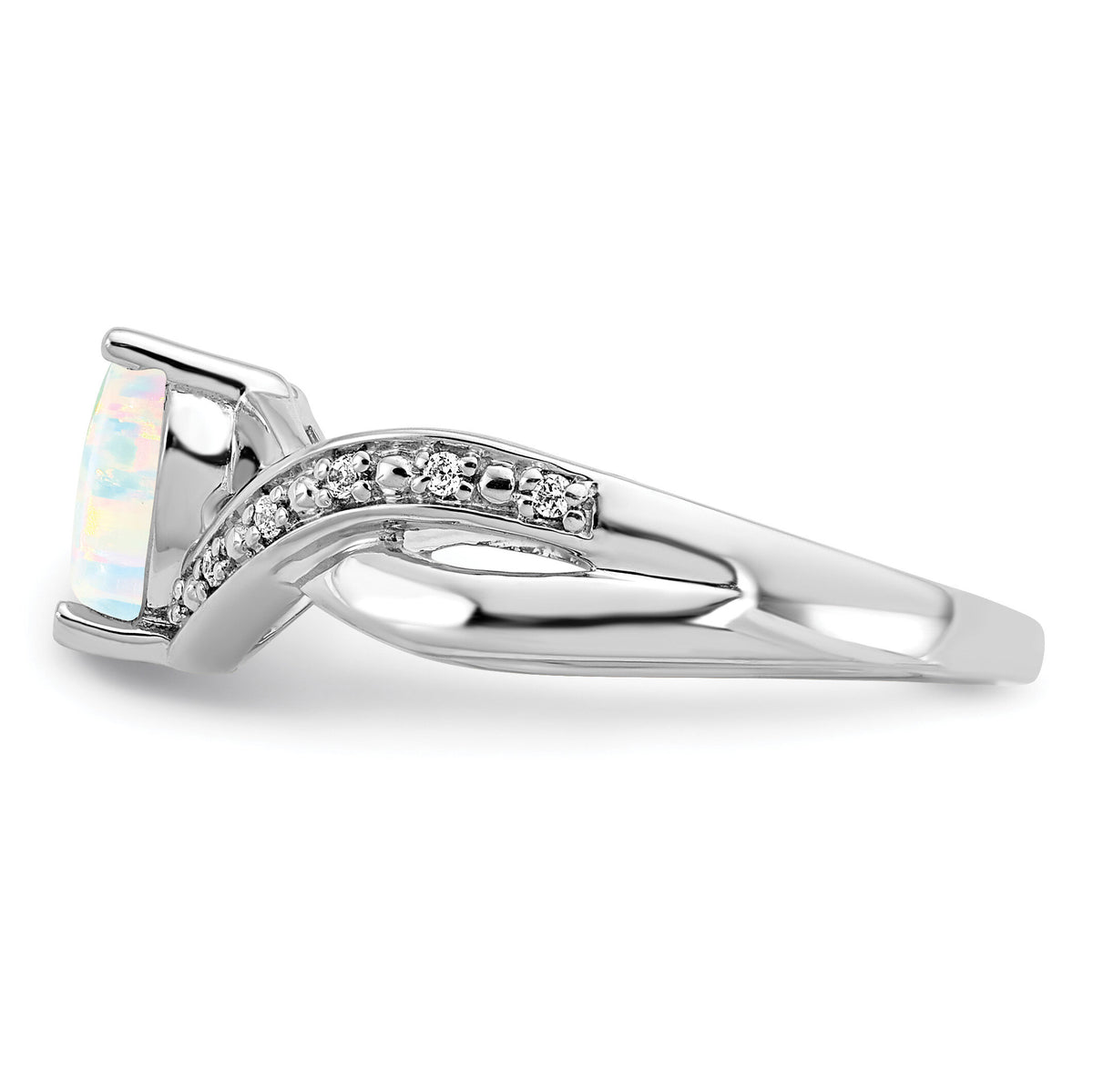 14k White Gold Created Opal and Diamond Heart Ring-RM5889