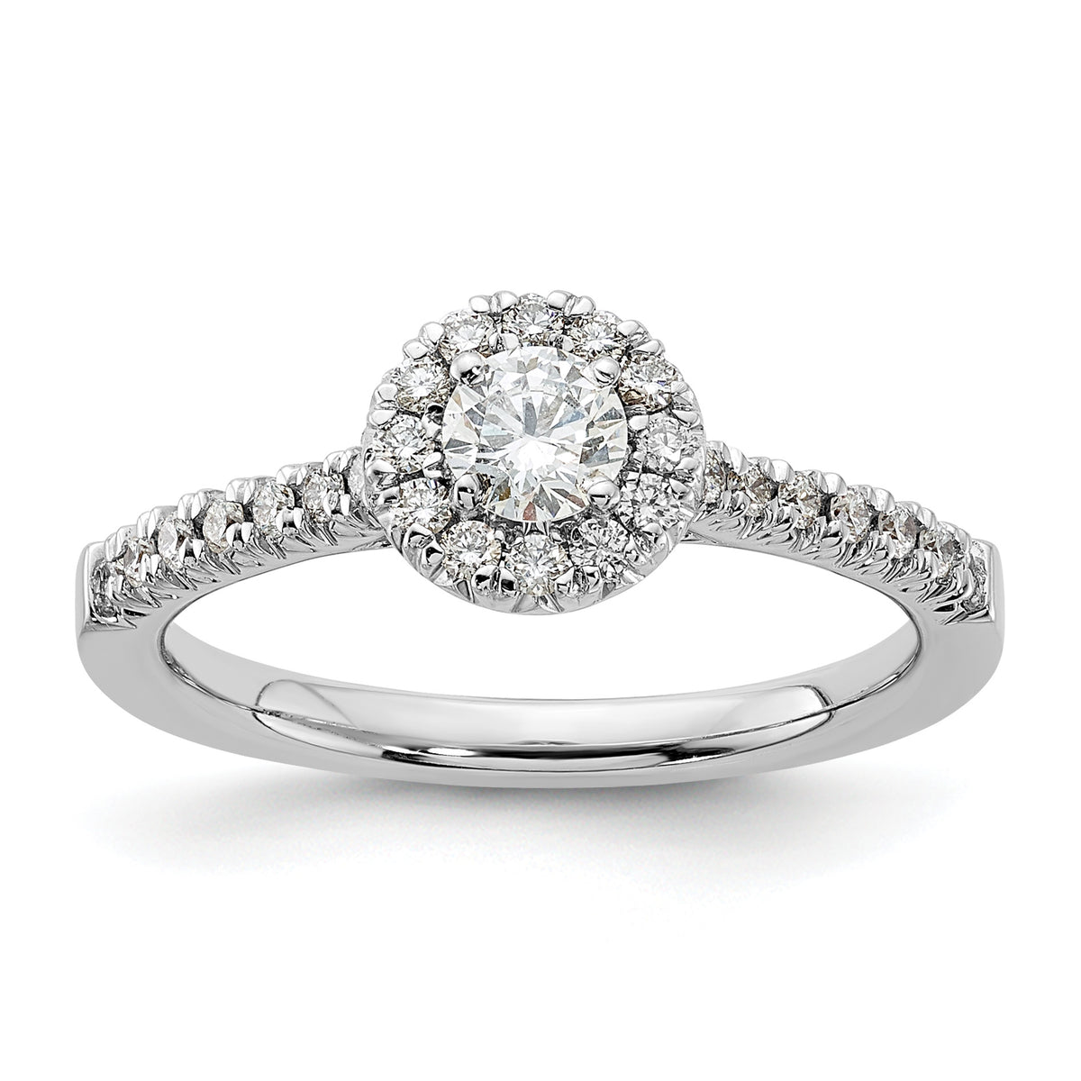 14kw Lab Grown Diamond VS+ F+ 1/2 ctw Round Halo Engagement Ring-RM5926E-050-WLD