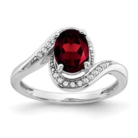 14k White Gold Oval Garnet and Diamond Bypass Ring-RM5948