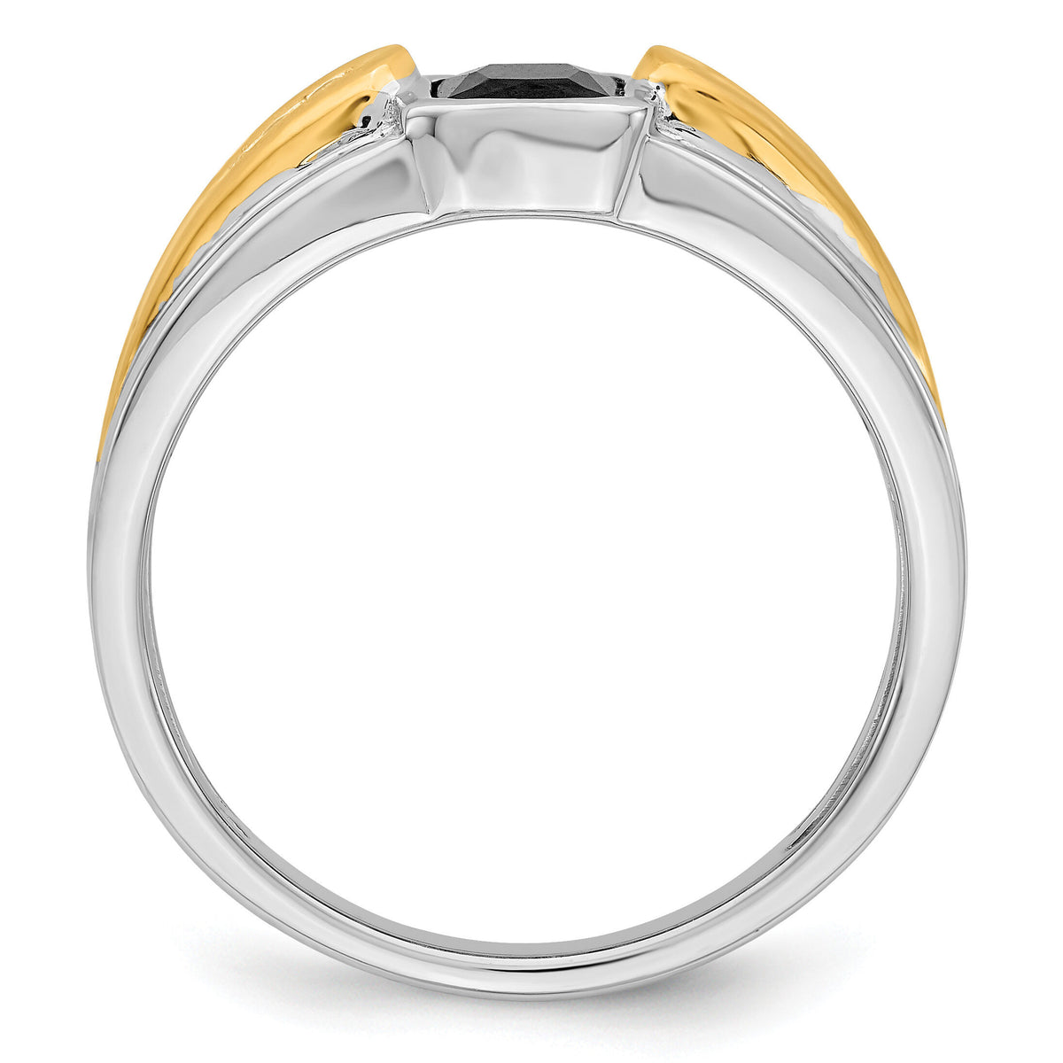 14k Two-tone Onyx and Diamond Mens Ring-RM5952