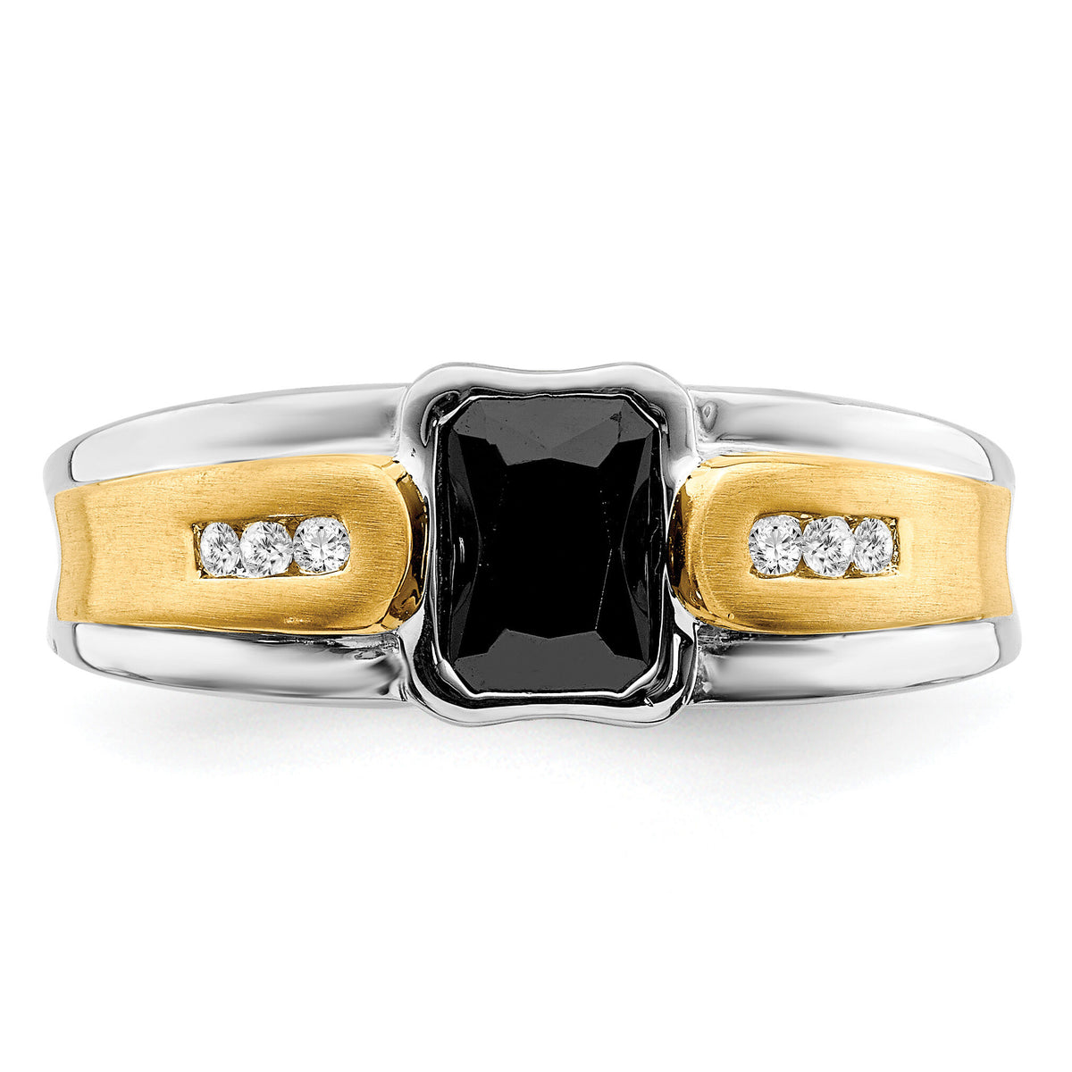 14k Two-tone Onyx and Diamond Mens Ring-RM5952