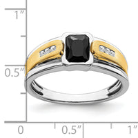 14k Two-tone Onyx and Diamond Mens Ring-RM5952