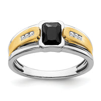 14k Two-tone Onyx and Diamond Mens Ring-RM5952