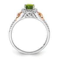 14k White Gold w/RG Accent Peridot and Diamond Halo Ring-RM5957