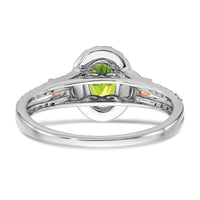 14k White Gold w/RG Accent Peridot and Diamond Halo Ring-RM5957