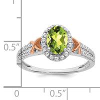 14k White Gold w/RG Accent Peridot and Diamond Halo Ring-RM5957