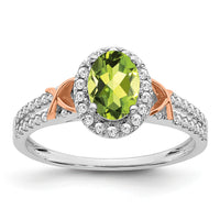 14k White Gold w/RG Accent Peridot and Diamond Halo Ring-RM5957