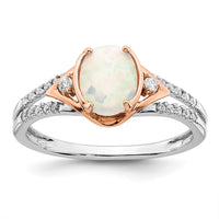 14k Two-tone Created Opal and Diamond Ring-RM5958