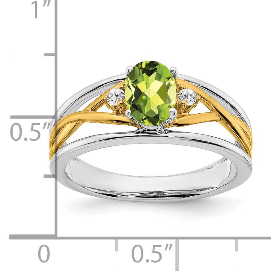 14k Two-tone Peridot and Diamond Ring-RM5959