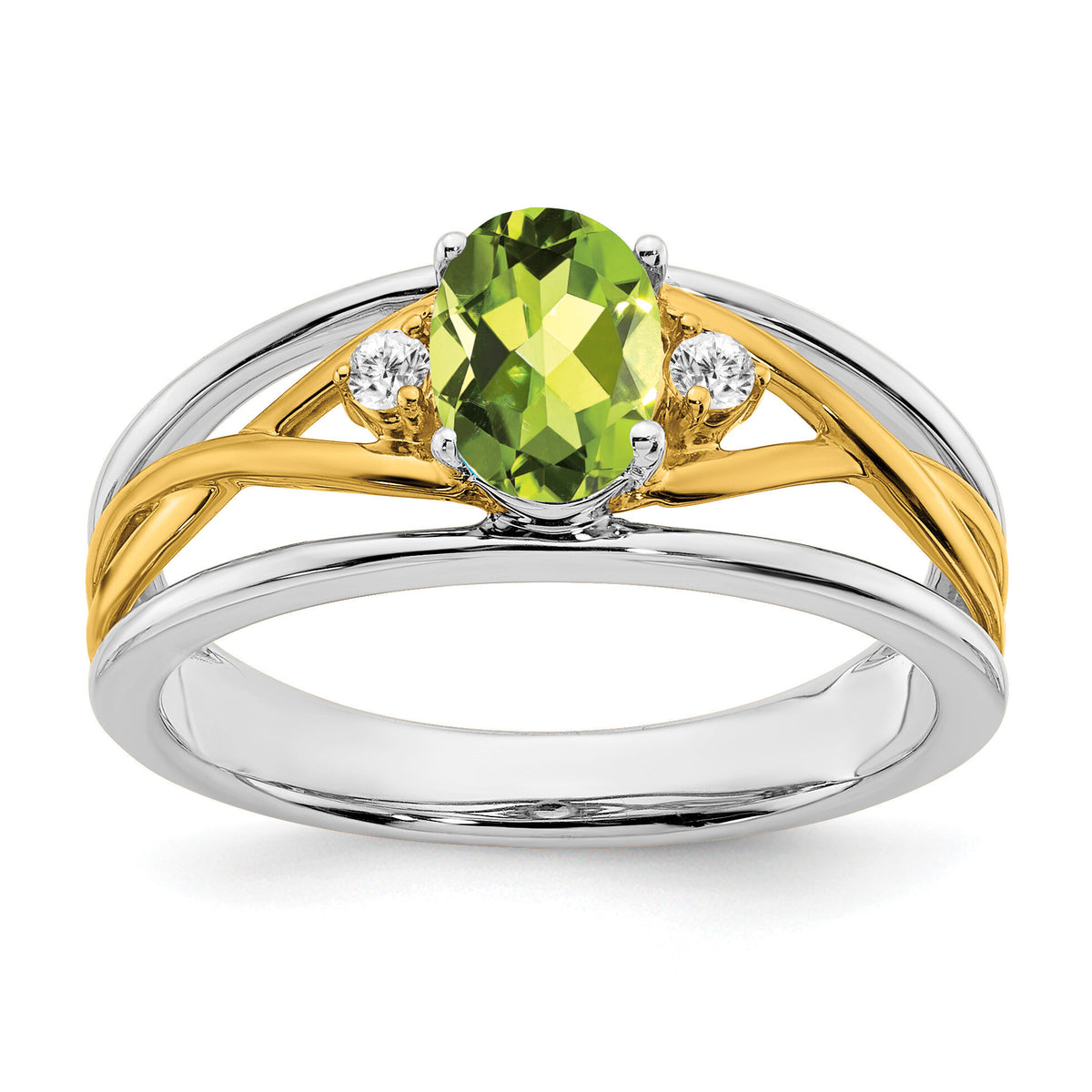 14k Two-tone Peridot and Diamond Ring-RM5959