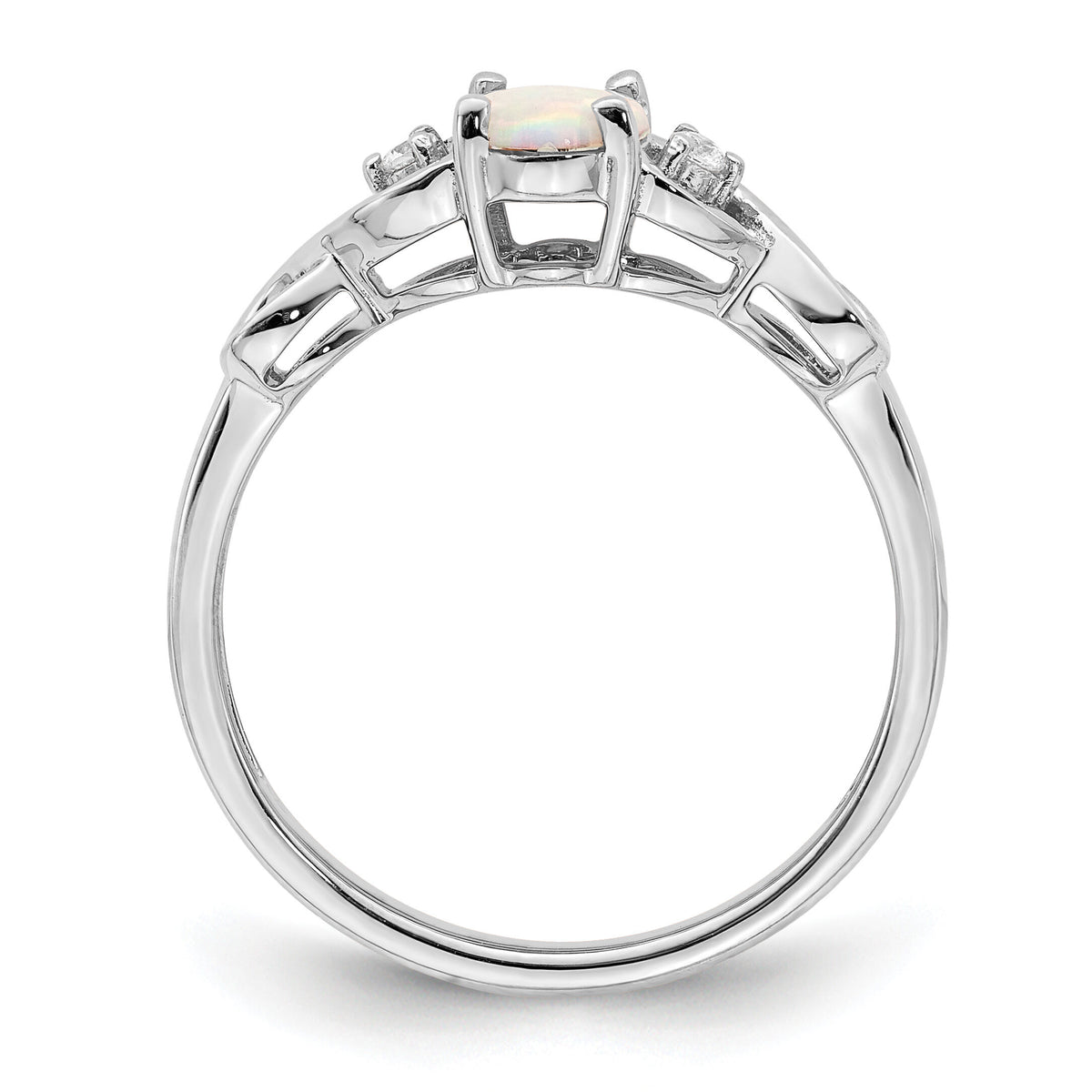 14k White Gold Created Opal and Diamond Ring-RM5972
