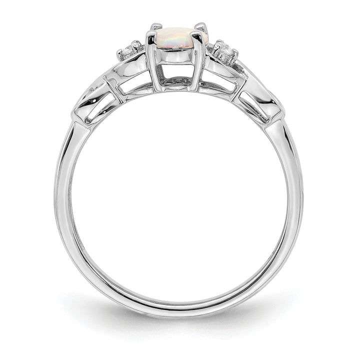 14k White Gold Created Opal and Diamond Ring-RM5972