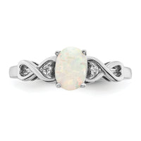14k White Gold Created Opal and Diamond Ring-RM5972