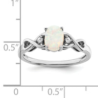 14k White Gold Created Opal and Diamond Ring-RM5972