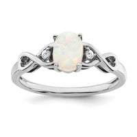 14k White Gold Created Opal and Diamond Ring-RM5972
