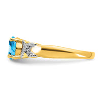 14k Two-tone Blue Topaz and Diamond Ring-RM5983