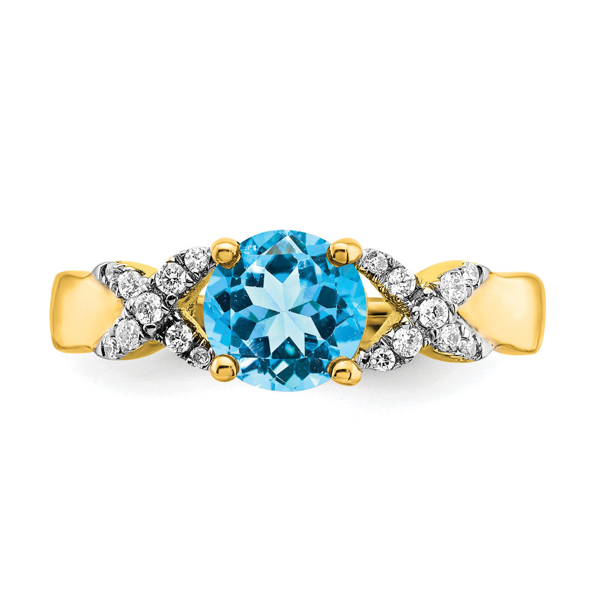 14k Two-tone Blue Topaz and Diamond Ring-RM5983