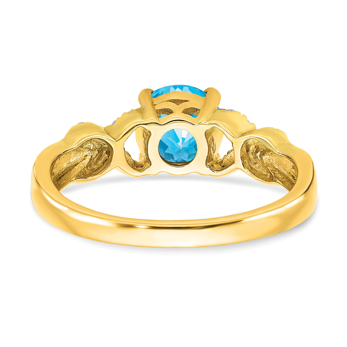 14k Two-tone Blue Topaz and Diamond Ring-RM5983