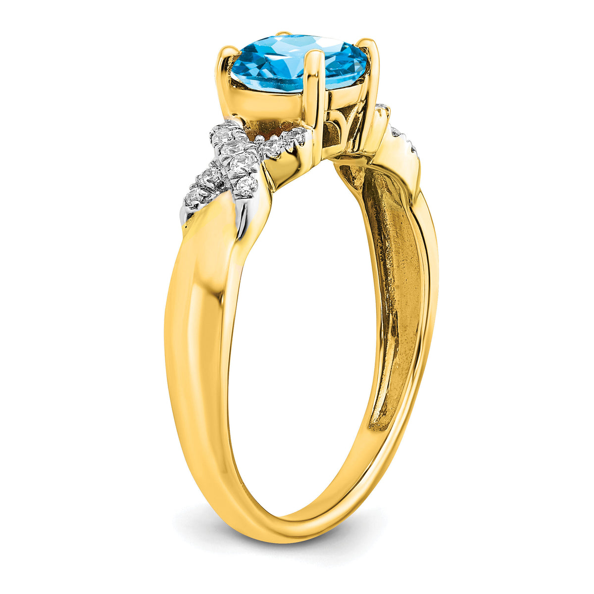 14k Two-tone Blue Topaz and Diamond Ring-RM5983