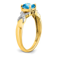 14k Two-tone Blue Topaz and Diamond Ring-RM5983