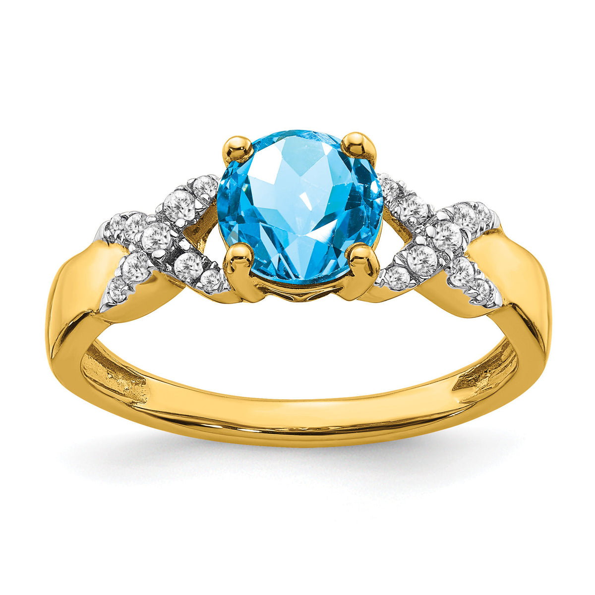 14k Two-tone Blue Topaz and Diamond Ring-RM5983