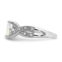 14k White Gold Created Opal and Diamond Ring-RM5986