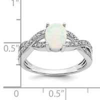 14k White Gold Created Opal and Diamond Ring-RM5986