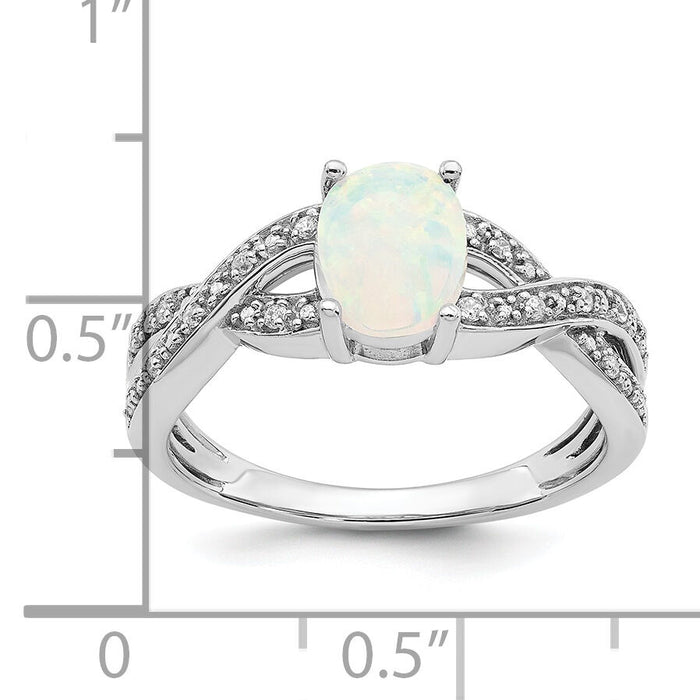 14k White Gold Created Opal and Diamond Ring-RM5986