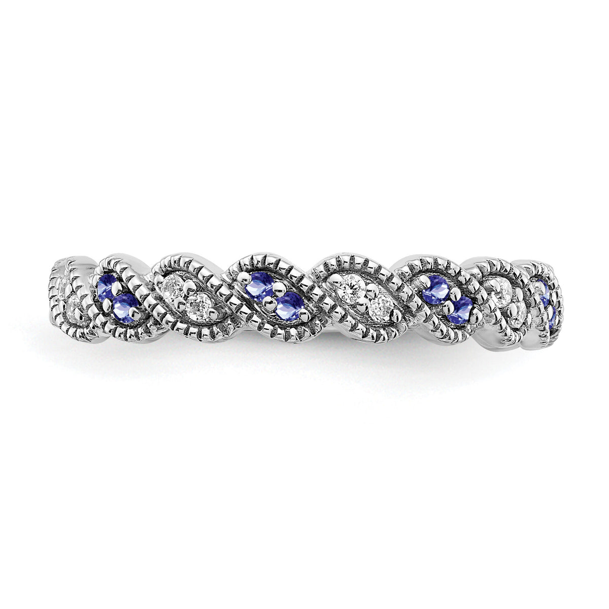14k White Gold Tanzanite and Diamond Twist Band-RM6050