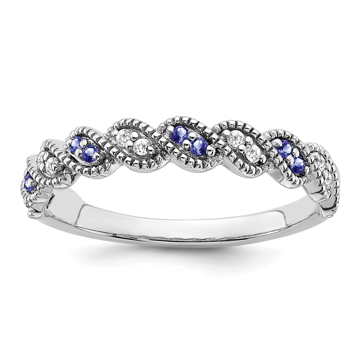14k White Gold Tanzanite and Diamond Twist Band-RM6050