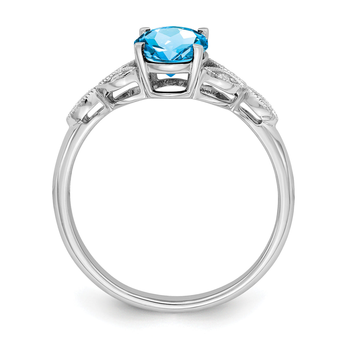 14k White Gold Oval Blue Topaz and Diamond Ring-RM6090