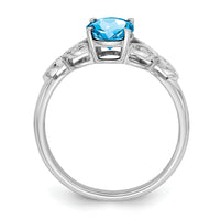 14k White Gold Oval Blue Topaz and Diamond Ring-RM6090