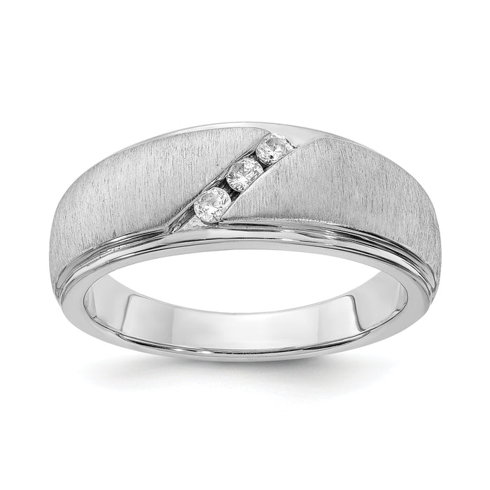 14k White Gold Diamond Men's Band-RM6111B-015-WAA