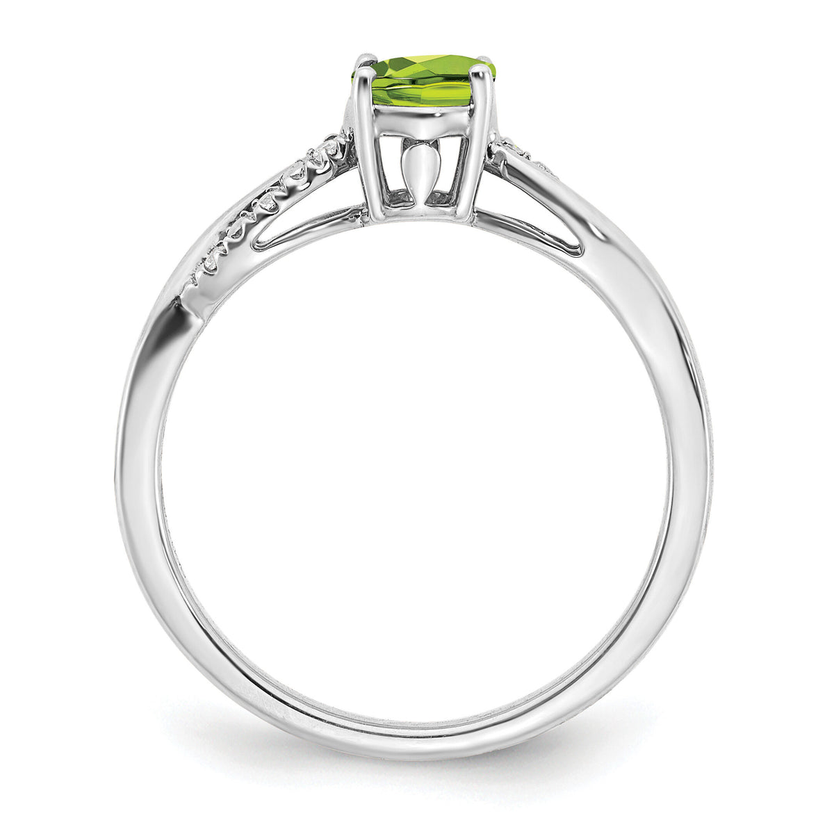 14k White Gold Oval Peridot and Diamond Ring-RM6146