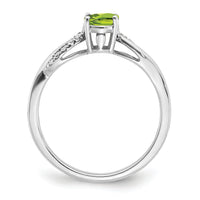 14k White Gold Oval Peridot and Diamond Ring-RM6146
