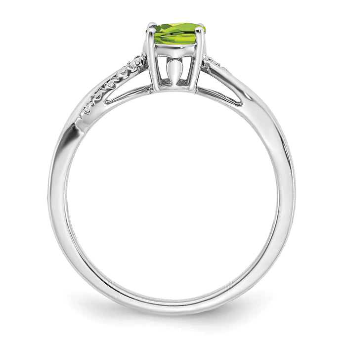 14k White Gold Oval Peridot and Diamond Ring-RM6146
