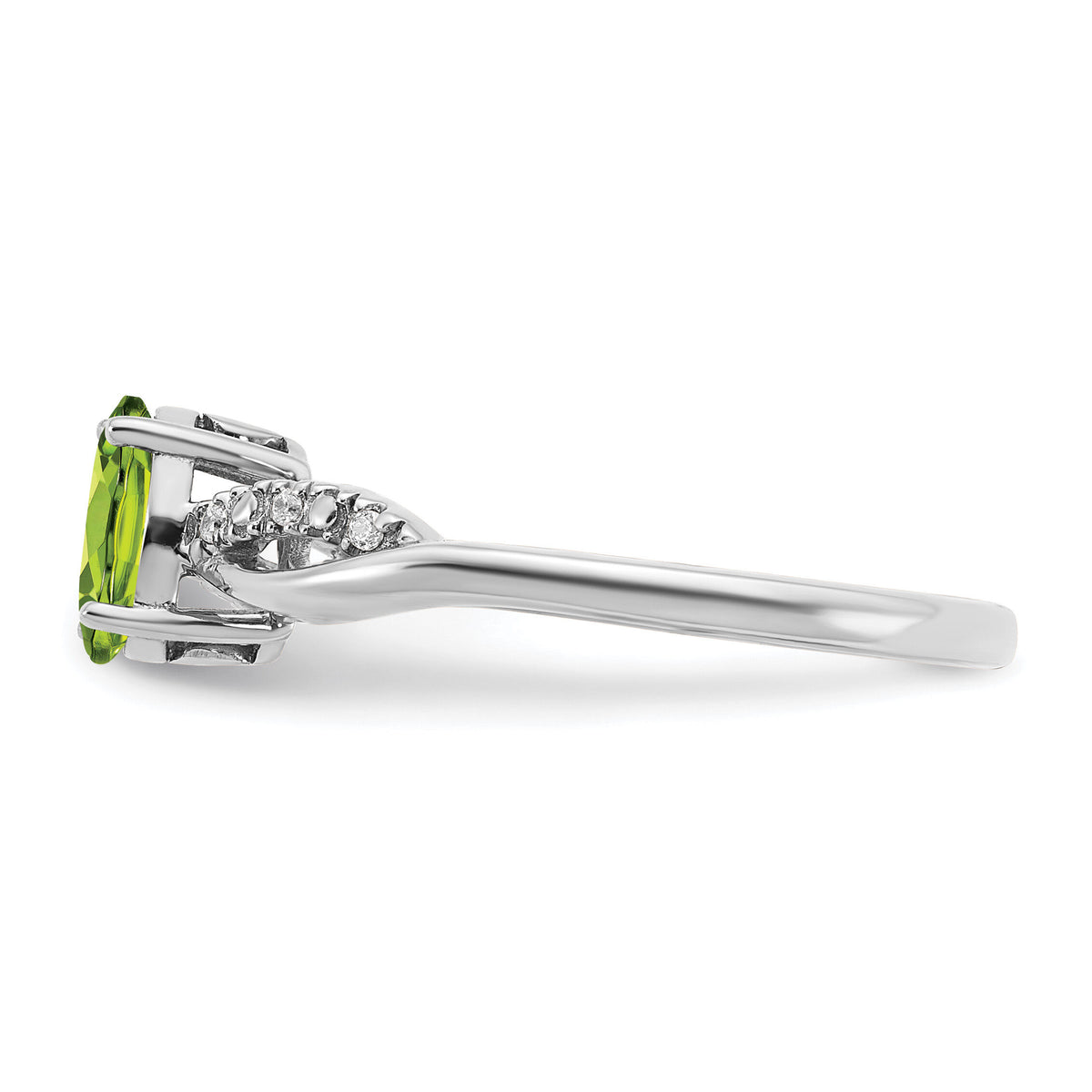 14k White Gold Oval Peridot and Diamond Ring-RM6146