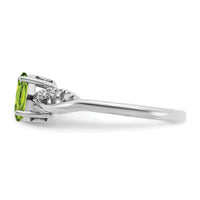 14k White Gold Oval Peridot and Diamond Ring-RM6146