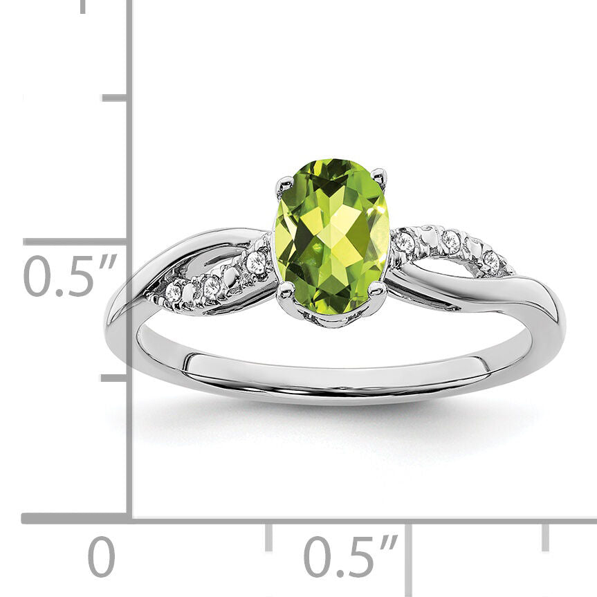 14k White Gold Oval Peridot and Diamond Ring-RM6146